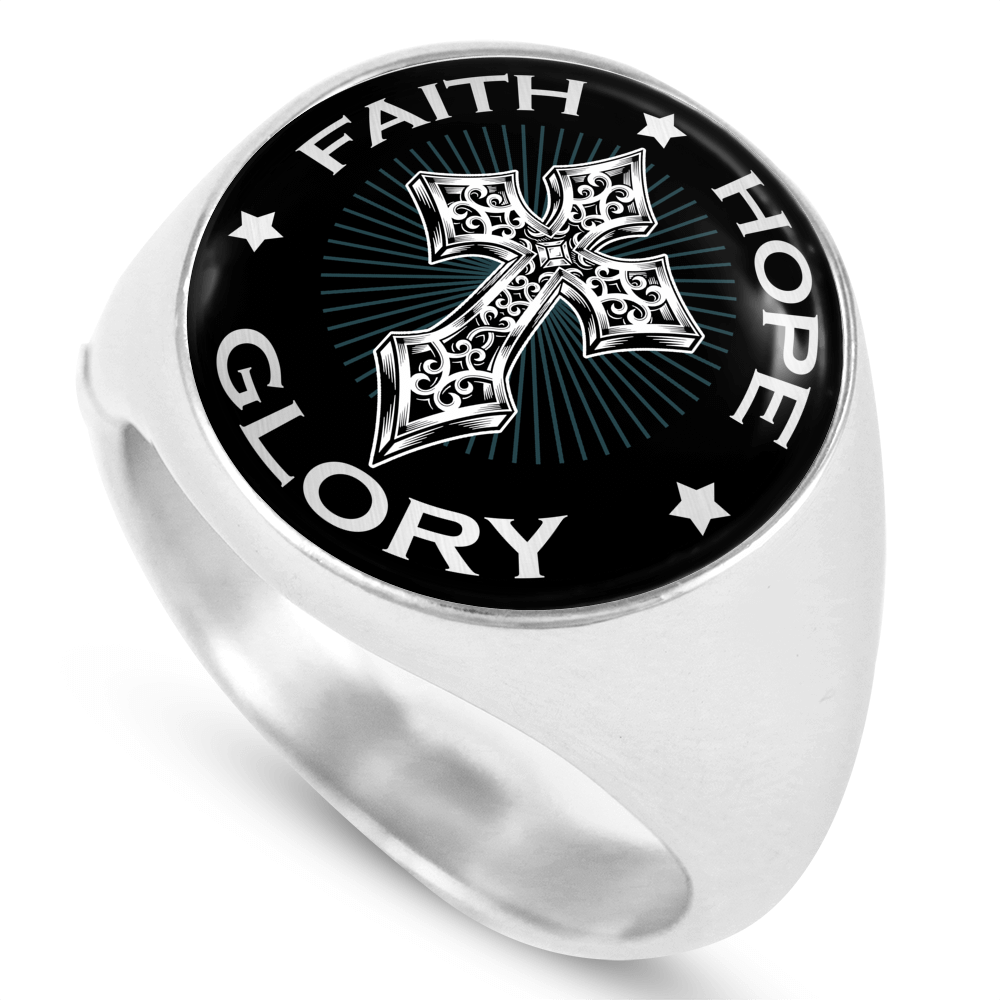 "FAITH HOPE GLORY" SIGNET RING