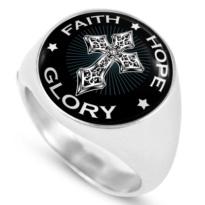 "FAITH HOPE GLORY" SIGNET RING