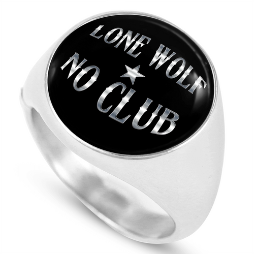 "LONE WOLF NO CLUB" SIGNET RING