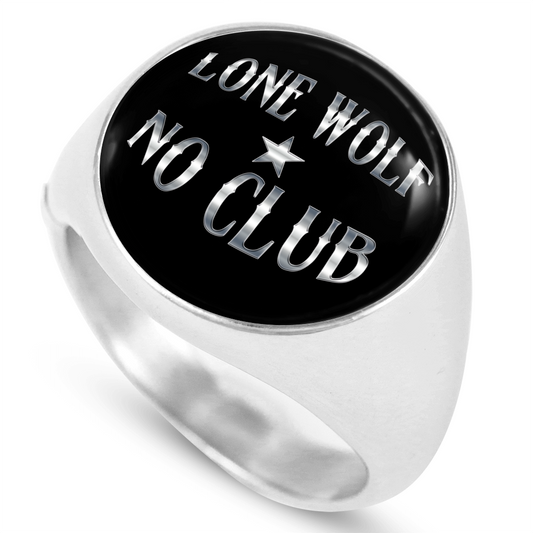"LONE WOLF NO CLUB" SIGNET RING