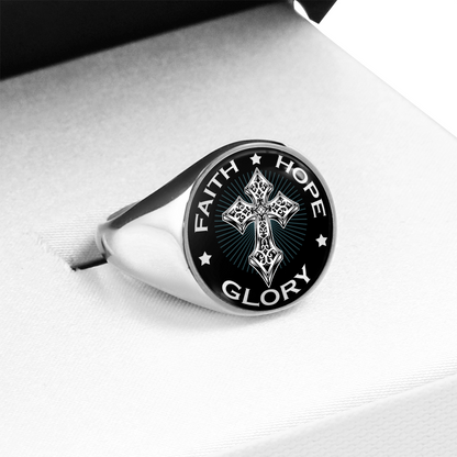 "FAITH HOPE GLORY" SIGNET RING