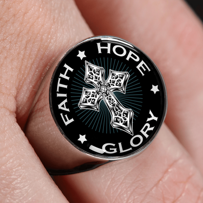 "FAITH HOPE GLORY" SIGNET RING