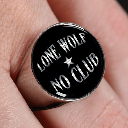 "LONE WOLF NO CLUB" SIGNET RING