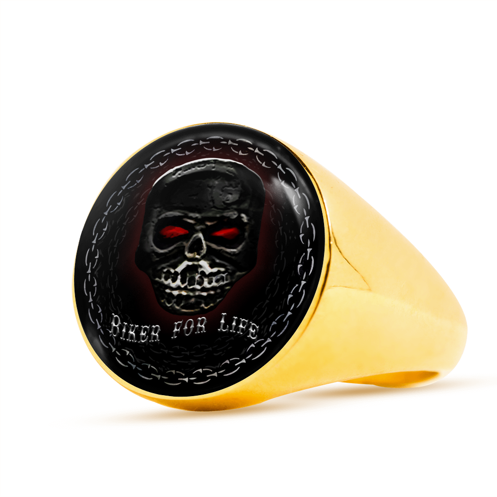"BIKER FOR LIFE" SIGNET RING