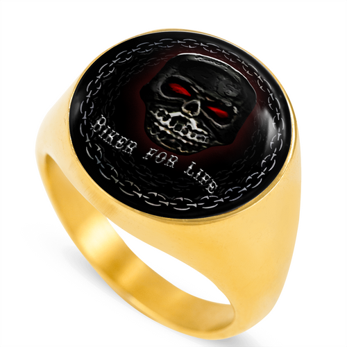 "BIKER FOR LIFE" SIGNET RING