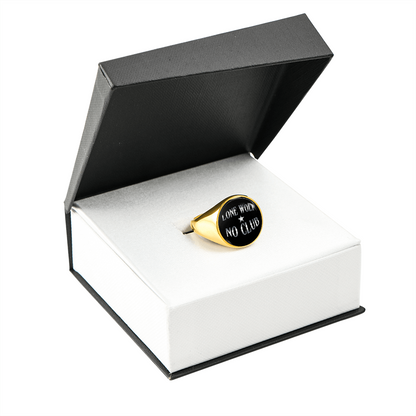"LONE WOLF NO CLUB" SIGNET RING