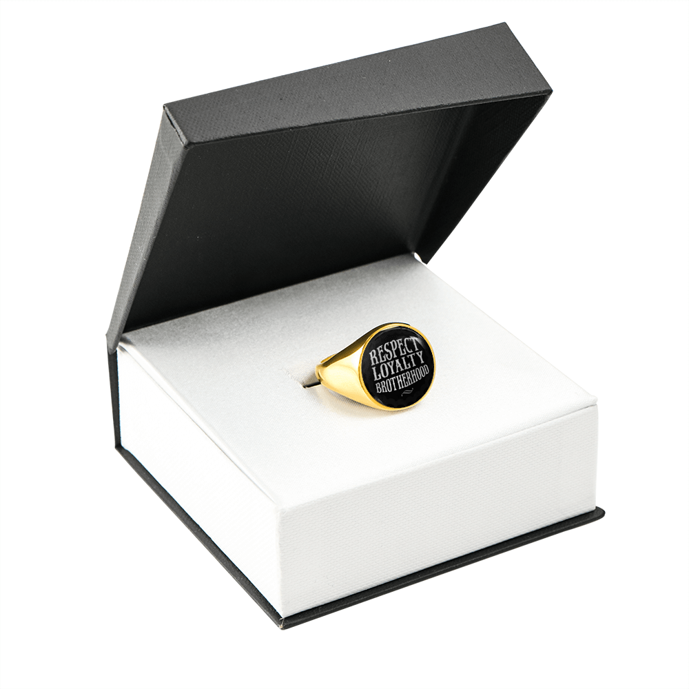 "RESPECT LOYALTY BROTHERHOOD" SIGNET RING