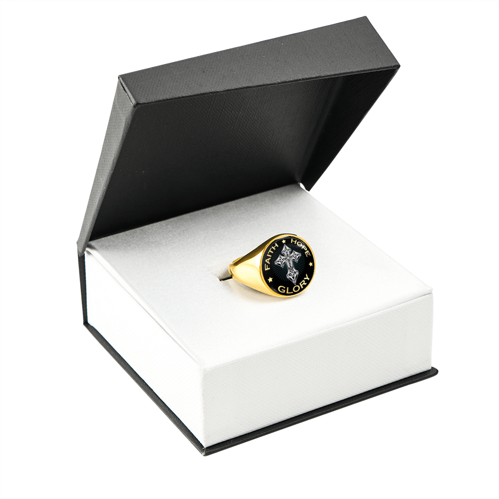 "FAITH HOPE GLORY" SIGNET RING
