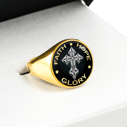 "FAITH HOPE GLORY" SIGNET RING