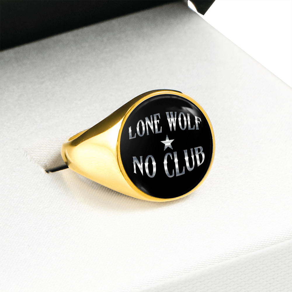 "LONE WOLF NO CLUB" SIGNET RING